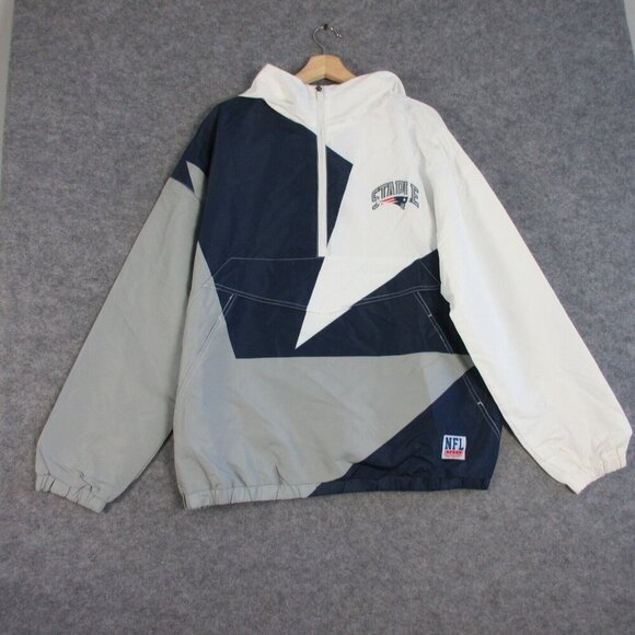 NFL New England Patriots x Staple Navy Print 1/4 Zip Windbreaker Jacket XL 406 - Picture 1 of 15